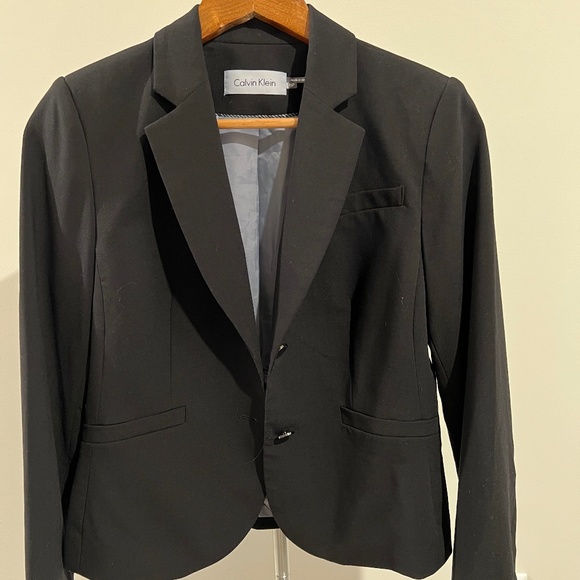 🦋CALVIN KLEIN BUSINESS/OFFICE BLAZER, BLACK, 8P - Picture 2 of 3